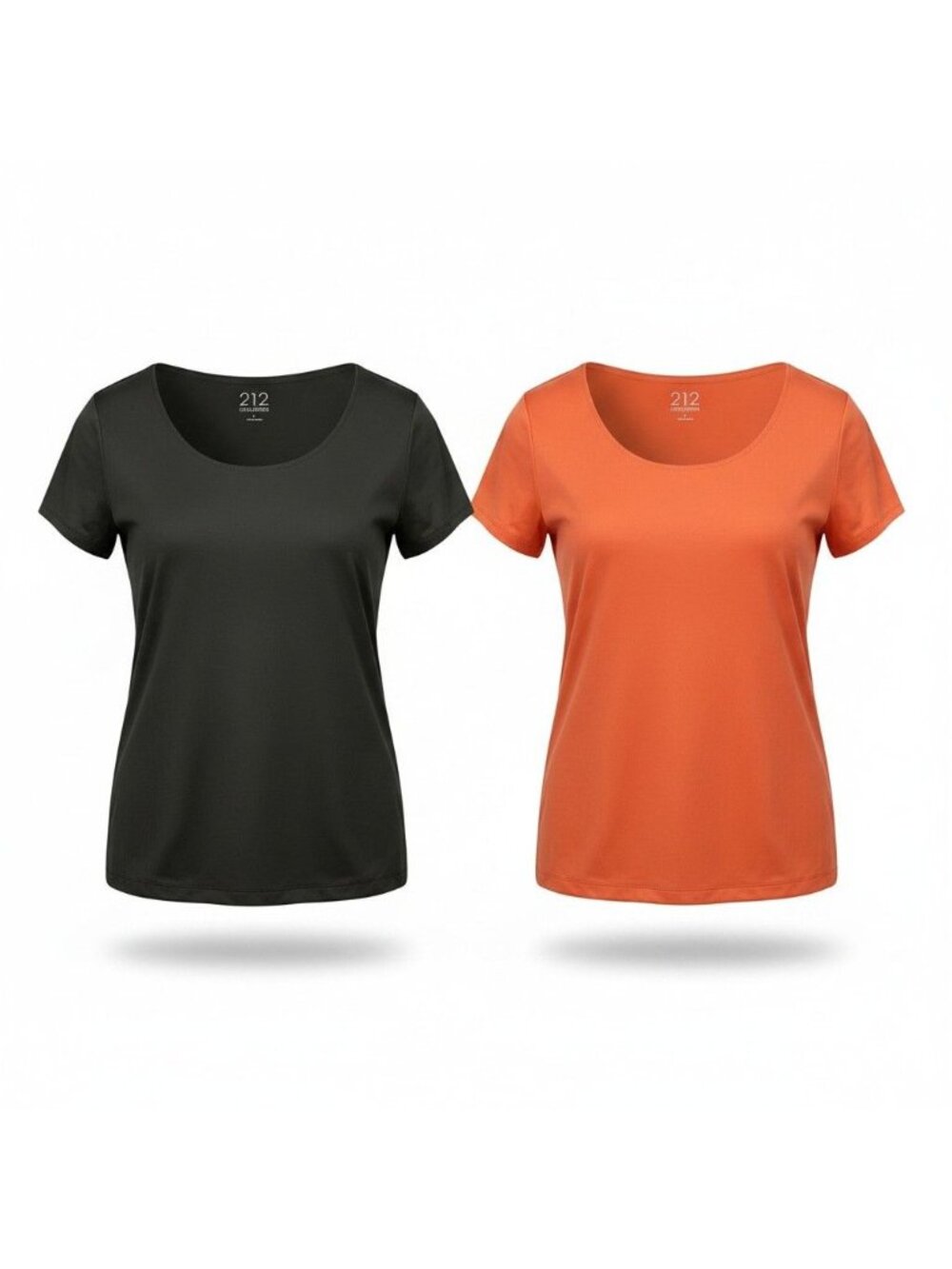 Womens Set of Two Short Sleeve Shirts Black & Orange Size L 212 Collection